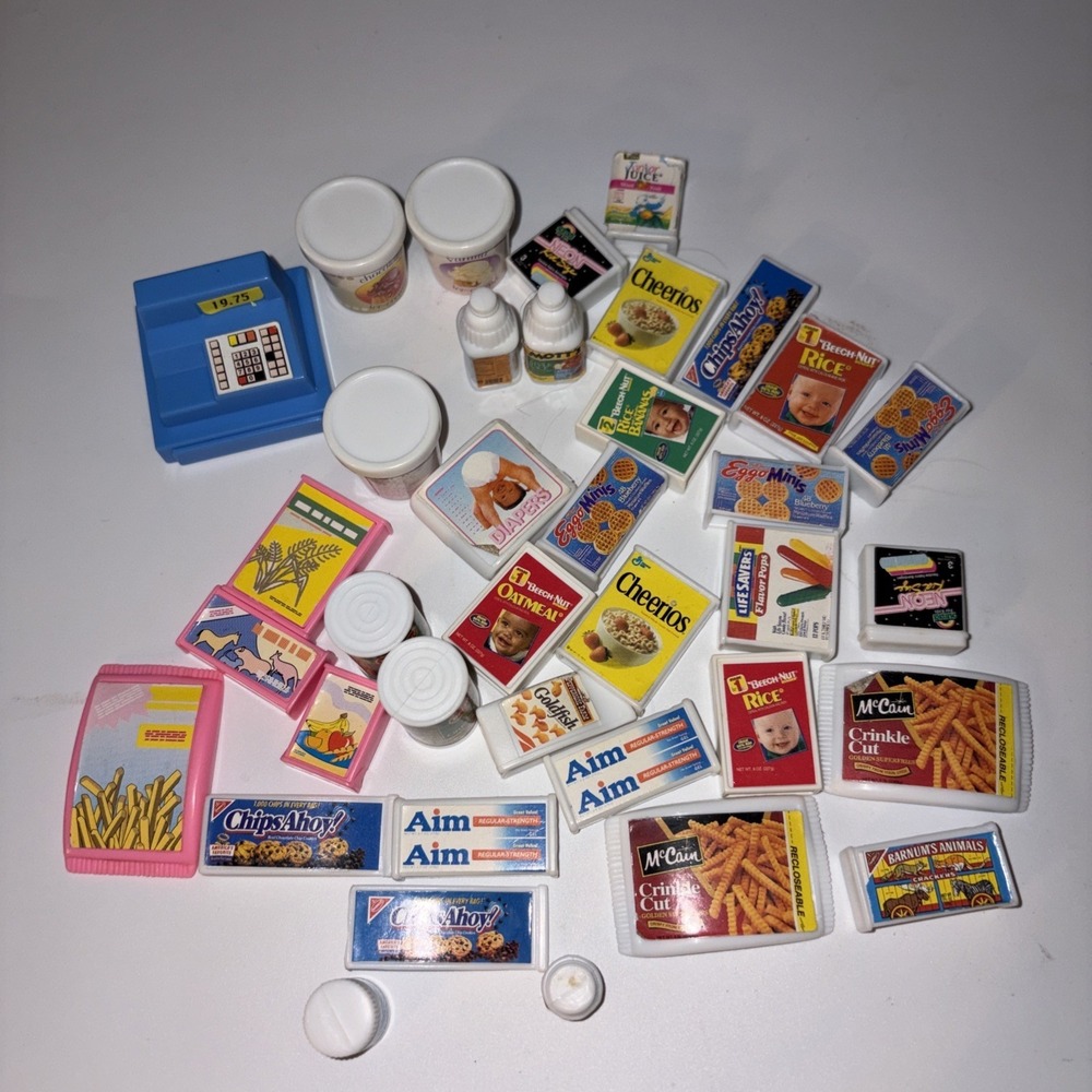 Barbie 1990s Food Accessories Eggo Cheerios Fries Store Checkout Chips Ahoy